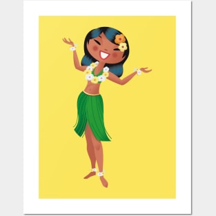 Hawaiian dancing girl Posters and Art